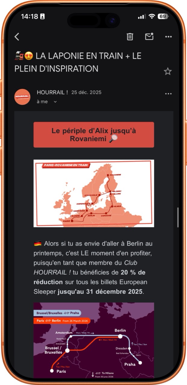 Aperçu de la newsletter HOURRAIL ! sur mobile
