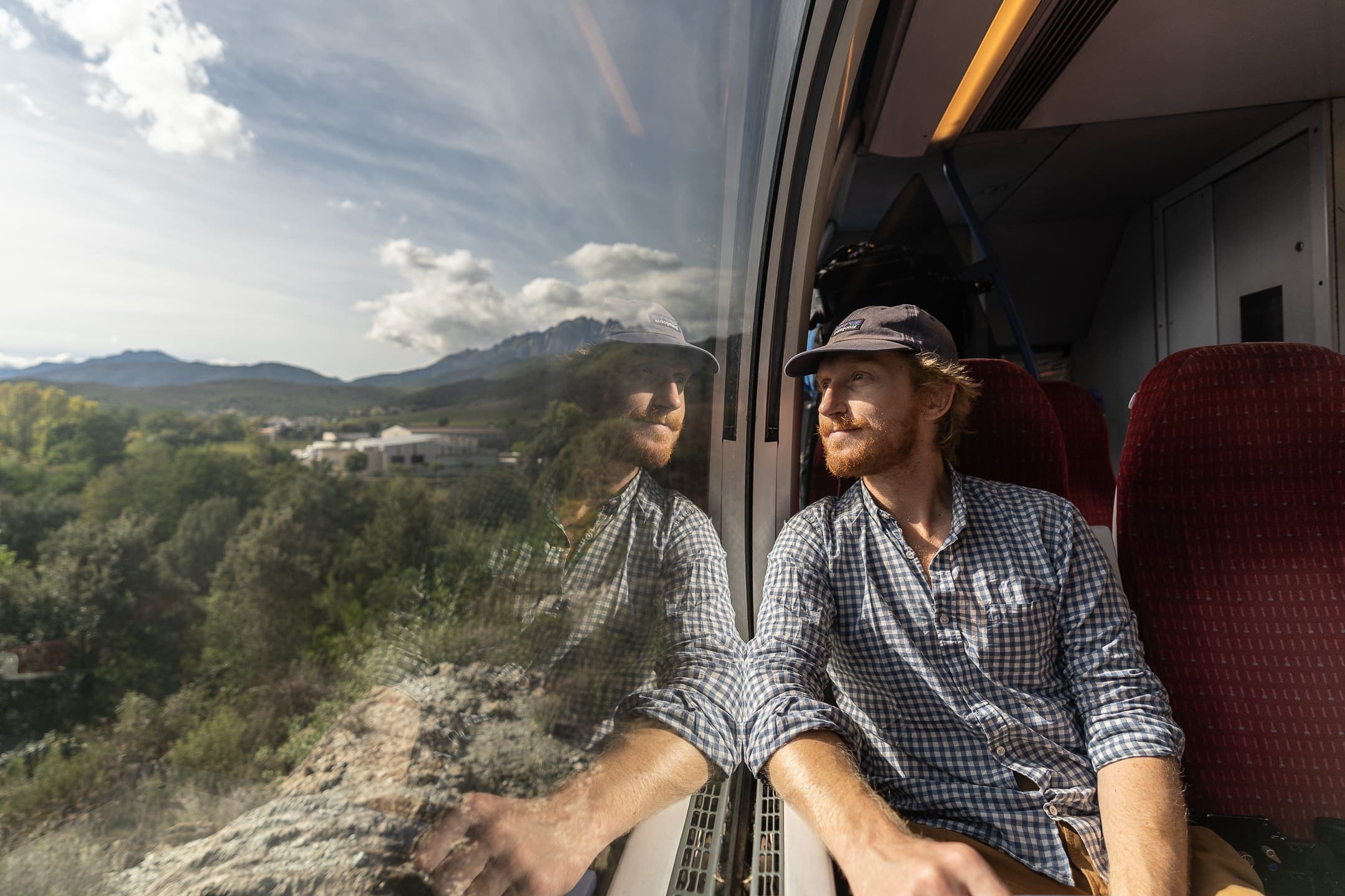 Traveler on a ferry on a lake in Switzerland