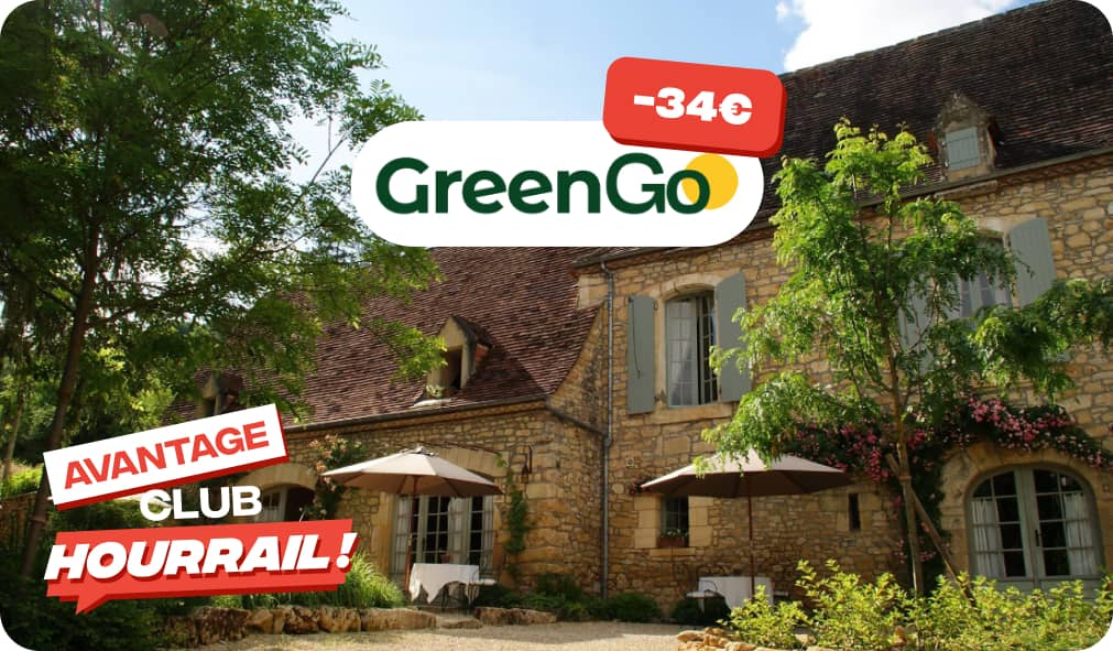 Club HOURRAIL perk: GreenGo accommodation discount offer.